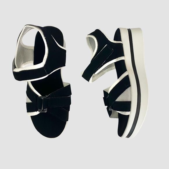 Black Coquette Bow Strap Fabric Lightweight Athleisure Outdoors Sandals US 6 - Picture 1 of 6